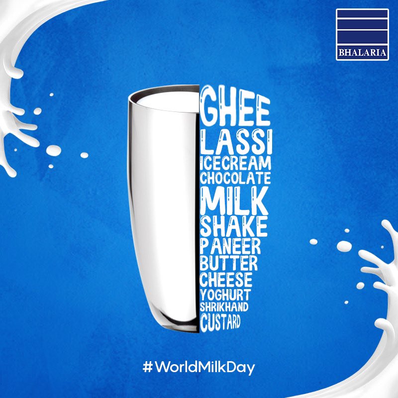 BhalariaBombay's tweet photo. Make your body healthy by drinking two glasses of milk everyday!
The versatile MILK brings you joy and health!
 #Bhalaria #worldmilkday #shake #icecream #lassi #butter #cheese #yoghurt #milkday #milk #instafoodies #foodies #healthy #goodness https://t.co/GzW2P98XDZ