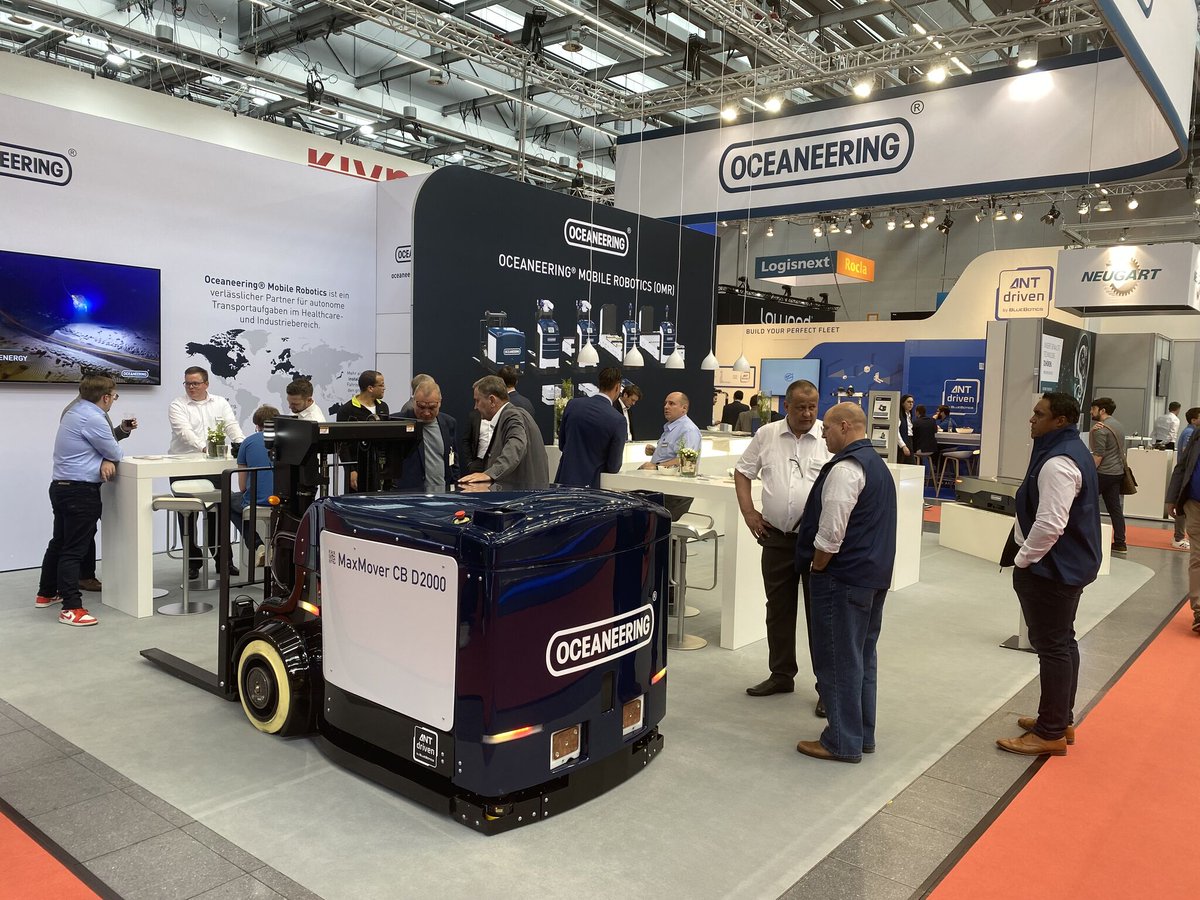 Oceaneering's tweet image. We had a great first day @LogiMAT_Messe! Join us at stand B15, Hall 2, to learn why we have been a trusted #mobilerobotics partner for the automotive, healthcare, manufacturing, and (intra-)logistics industries for over 30 years. Learn more: oceaneering.com/omr #Logimat2022