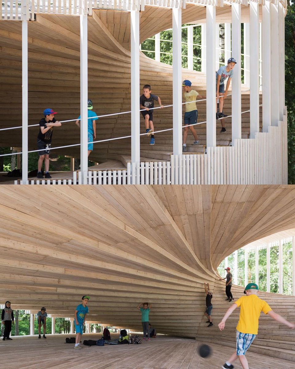 parametricarch's tweet image. Pavilion of the Future, designed by NOVOE is a part of knowledge sharing platform for the residents of different Russian territories.

📍Location: Vyksa, Russia
📸 Photographs: Ilya Ivanov

#wood #woodwork #woodstructure #arches #mathematical #algorithm #algorithmicdesign