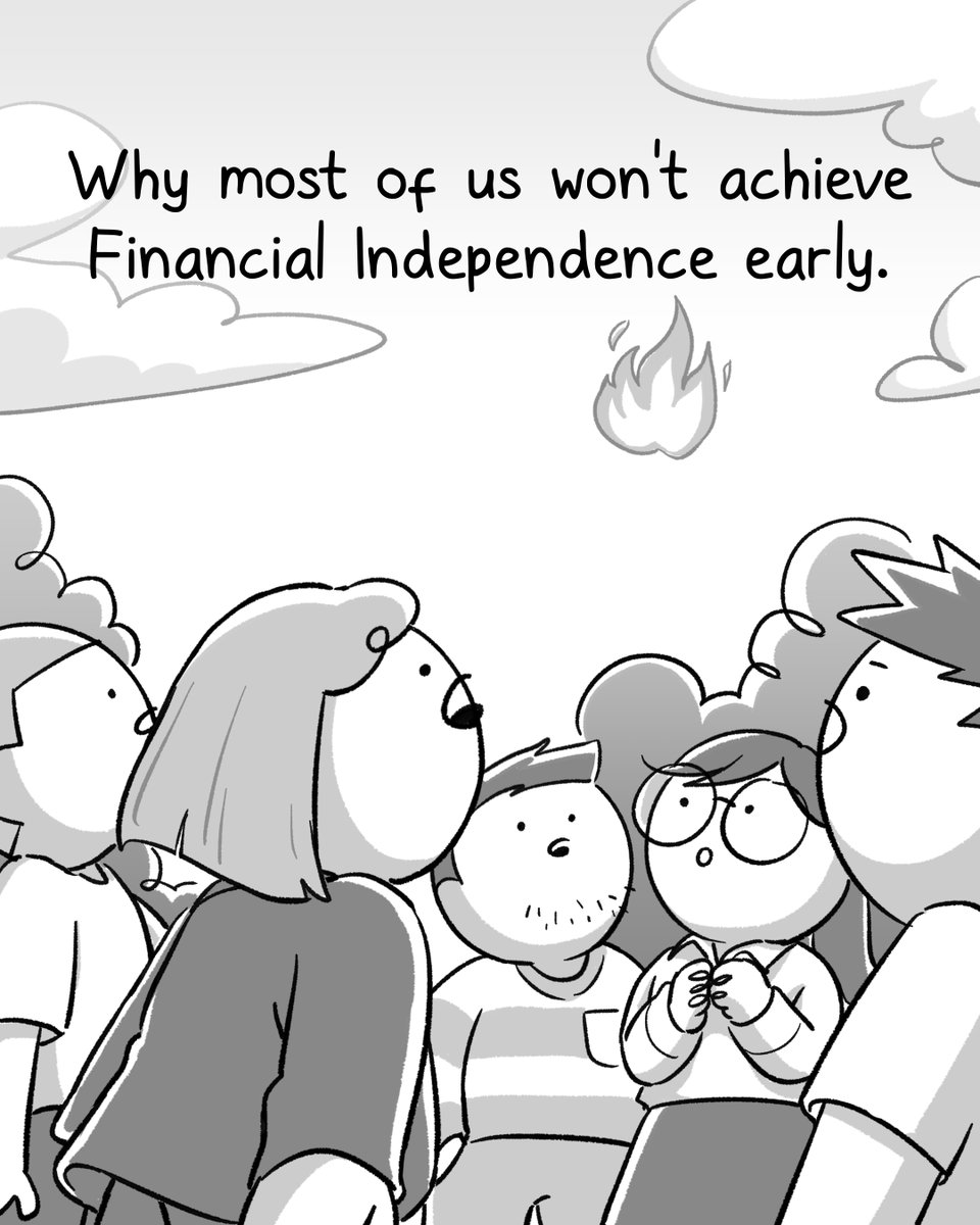 wokesalaryman's tweet image. A story of five friends and how they failed at achieving financial independence early.