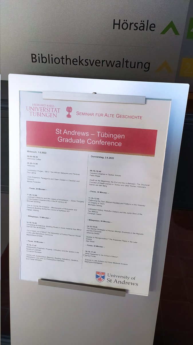 Looking forward to the St Andrews - Tübingen Graduate Conference. #AlteGeschichte