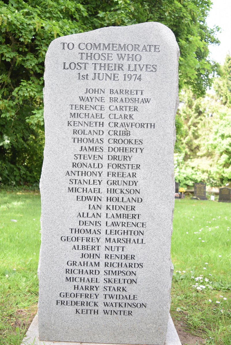 1st June 1974 a day the people of Scunthorpe and the surrounding area will never forget. 28 men went to work that day and never returned to their families in what was the biggest peacetime explosion the UK had seen. Photo of the Memorial Stone in Flixborough church yard - RIP
