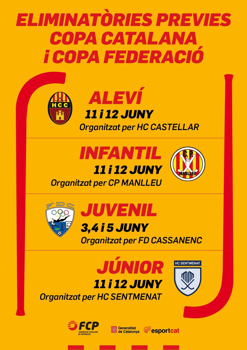 [🏑] ✅ Actualitzada la Circular 14 amb els encreuaments de Copa Catalana i Copa Federació de categoria Juvenil.

📋: fcpatinatge.cat/ca/node/6282/c…

#HoqueiPatins