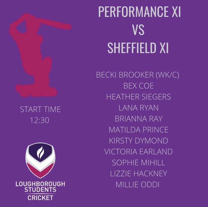 🏏GAME DAY🏏

Here’s today’s team for the UCCE game away at Sheffield 💜