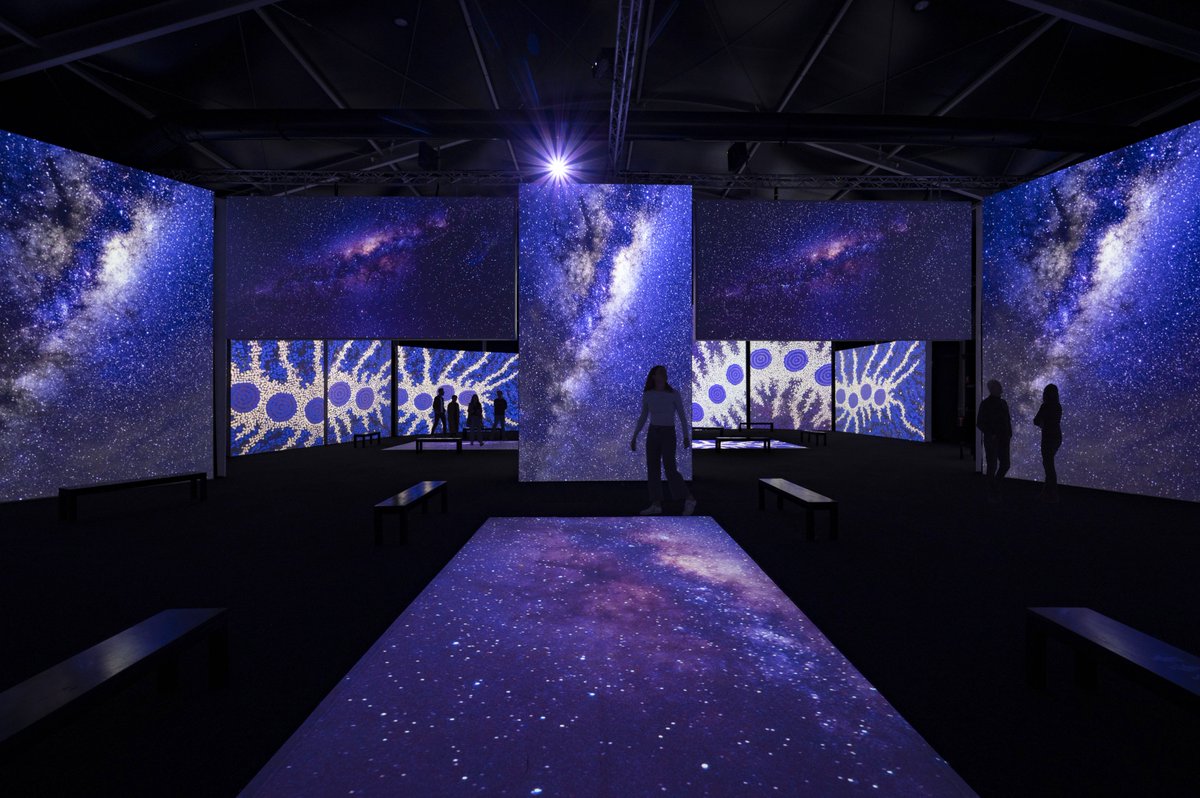 nma's tweet photo. 1/2 Explore the spiritual connections between land, water and sky through a vibrant and multi-sensory symphony of sound, light and colour in ‘Connection: Songlines from Australia’s First Peoples in a spectacular immersive experience’.

More here: https://t.co/80q41W8KIB https://t.co/oqmfIKzyRm