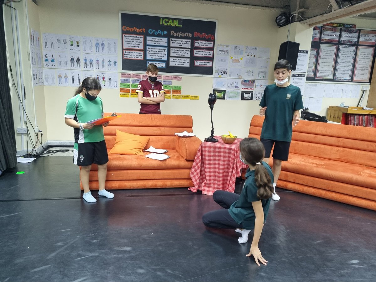 Love it when we have rehearsals in full glow in the drama space! These G7s are looking forward to sharing their work with their peers next week! <a href="/ACSAbuDhabiMS/">ACS Abu Dhabi Middle School</a> #iamACS