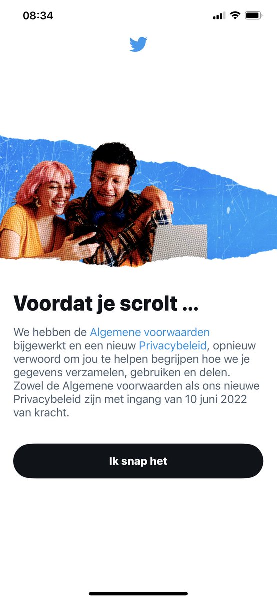 LandschfHR's tweet photo. Hé @Twitter wat is dit voor service? Het gaat er niet om of we dit snappen, maar wat de wijzigingen zijn.
Maak het liever mogelijk om door te linken bij de teksten in blauw naar de gewijzigde algemene voorwaarden en het nieuwe privacybeleid. Dat is pas service. @Twitter #privacy https://t.co/rdhR9CaJHp
