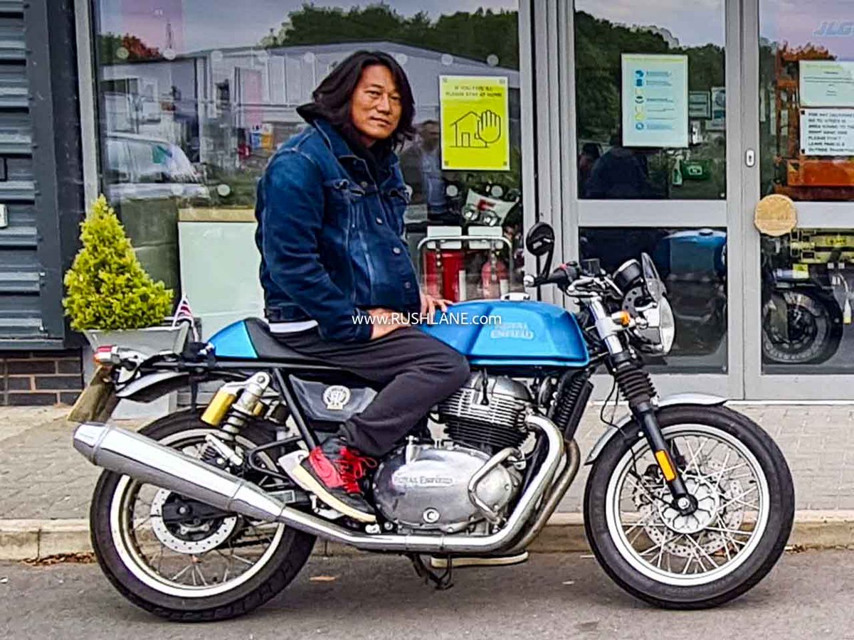 rushlane's tweet photo. Guess who paid visit to Royal Enfield R&amp;D in the UK

Royal Enfield SG650 Bobber And Fast &amp; Furious Tokyo Drift Actor Sung Kang https://t.co/S05ST5UNkS