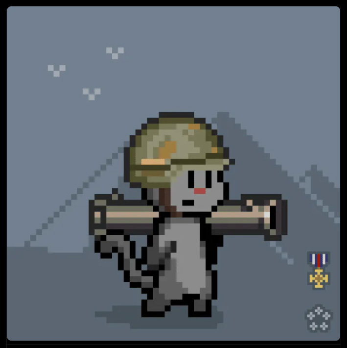 Invest_A_Lot's tweet photo. 5-Star General Buck Longley😼awarded the Distinguished Flying Cross for all around ruggedness and accuracy @war_cat_army @StargazeZone  #NFTs #art #crypto #cryptocurrency #cat #bazooka #medals #pyramids #BOOM https://t.co/2pOYtilw2V