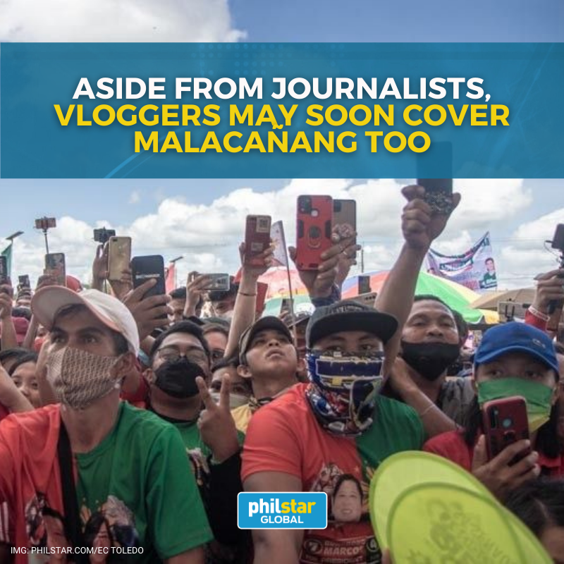 PhilstarNews's tweet photo. ICO-COVER NATIN ANG MALACAÑANG FOR TODAY'S VIDEYOW

Reporters of mainstream media outlets may soon find themselves in the company of vloggers in Malacañang...

READ: https://t.co/54FyVv2hZs https://t.co/1OoXaDizIX