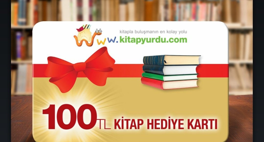 Herkes istediği kitabı keyifle okuyabilsin diye Kitapyurdu sitesinden tam tamına 200 TL kitap hediye kartı çekiliş ile bir kitapseverin olacak. Hesabımı takip edip bu tweeti retweet etmeniz yeterli. Bol şans
#kitapseverlertakiplesiyor 
#okumalistem 
#kitaptavsiyesi