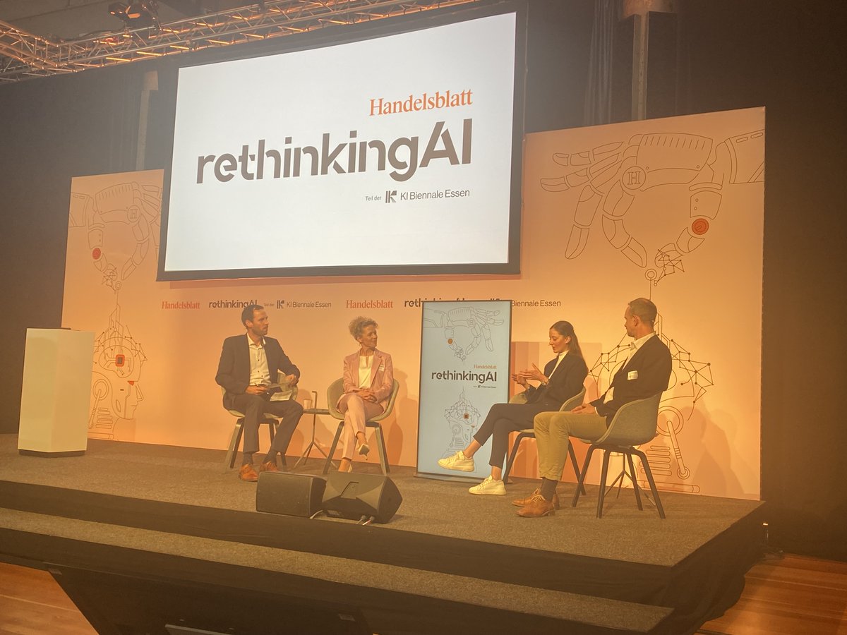 lena_weirauch's tweet image. Talking about if the AI Act, a proposed European law on artificial intelligence &amp;amp; the first law on AI by a major regulator anywhere, will create a real USP for Europe or kill our innovation completely at the event #ReThinkingAI of @handelsblatt in Essen.