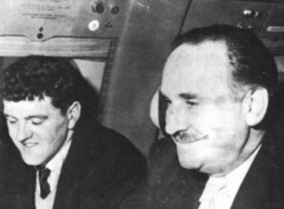 The last photo of Tommy Taylor and journalist Henry Rose on the aircraft which crashed in Munich.