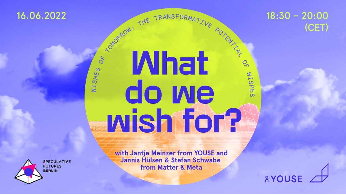 Futures_Berlin's tweet photo. Not everyone is skilled in developing #desirablefutures to shape the world of tomorrow. However, we all have wishes. What questions hide behind them? What ideas for the future? Sign up for our next workshop with @YOUSE_GmbH and @Matterandmeta and find out! https://t.co/YSB1RE4BPV https://t.co/fj1L3eUyiM