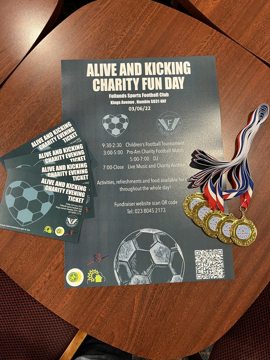 SimGeoff's tweet image. Alive and Kicking Charity Funday at Folland Sports, Hamble THIS Friday 3/6!! A huge thanks to some of our sponsors #elephantschild #FibretelecomsUK and #premierteamwear,  #Calumlintott performing in the evening!! Tickets available on the door or in advance at Follands Club!!