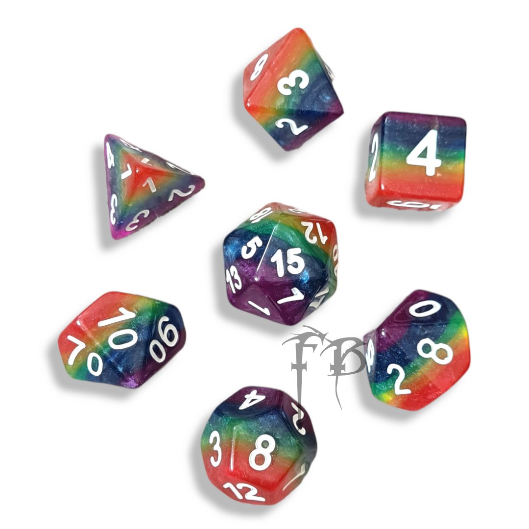 This month I'll be showcasing more of our new awesome dice starting with these rainbow dice £9 (plus P&amp;P)they come with their own tiny velvet dice bag 1 set left

finalboss.uk/shop/p/rainbow…

#MHHSBD #dnd #dungeonsanddragons #dice #rainbow #PrideMonth #CriticalRole #QueenOf
