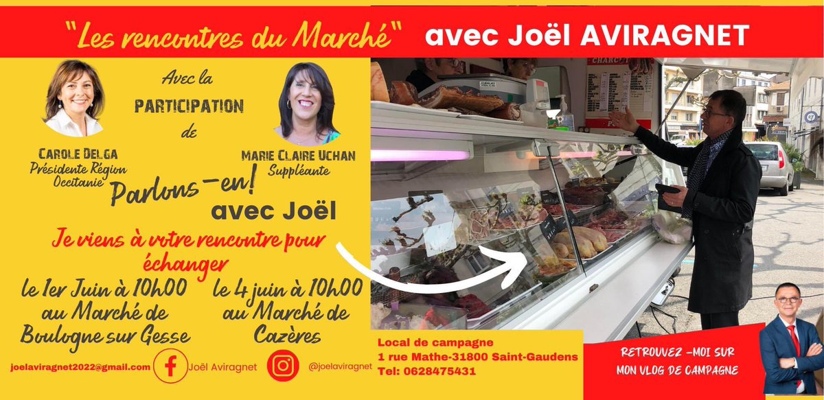 JAviragnet's tweet photo. Aujourd’hui, venez me rencontrer !
- Ce matin au marché de #Boulogne
- Ce soir à la Salle des Fêtes de #SaintBeat
#legislatives2022 #circo3108 https://t.co/TdrcAfqWw0