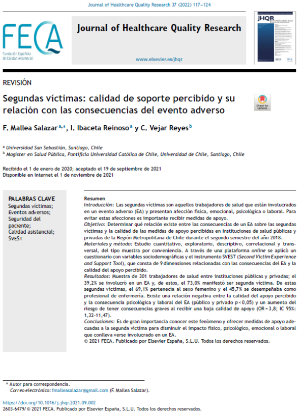 CalidadAsistenc's tweet photo. 📰 Segundas víctimas: calidad de soporte percibido y su relación con las consecuencias del evento adverso
✏️Revisión en el @JHealthQualityR #RevistaSECA #JHQR
👉 https://t.co/eZDSiGHl1H
✅#CalidadAsistencial #segundasvíctimas #SeguridadPaciente #EventoAdverso #SVEST #review https://t.co/DaFIvKKh4A