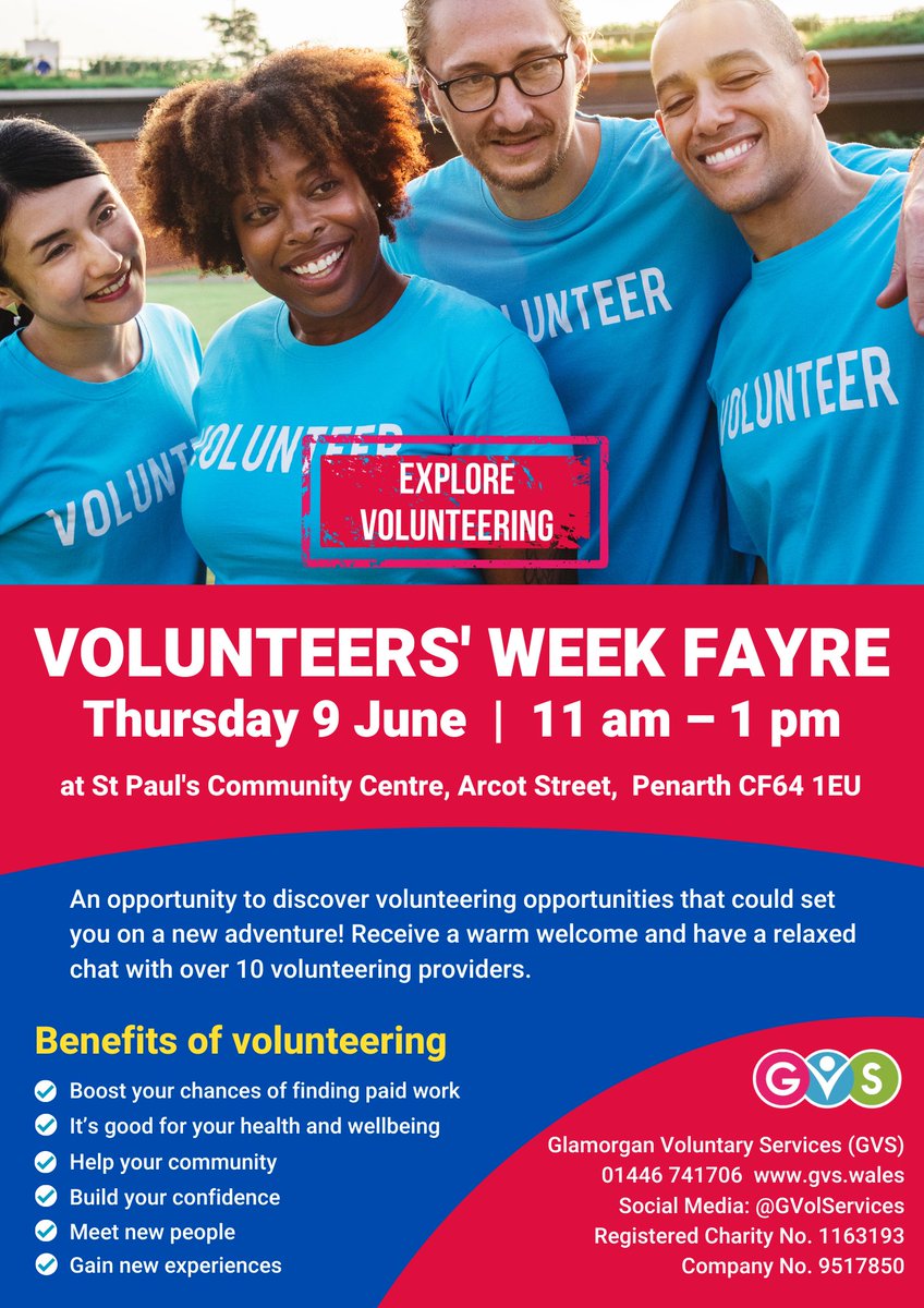 Come along and visit Volunteer's Week Fayre in Penarth on Thursday 9th June. We will have a Tenovus Cancer Care stand at this event for you to ask about our Volunteering Opportunities. #VolunteersWeek