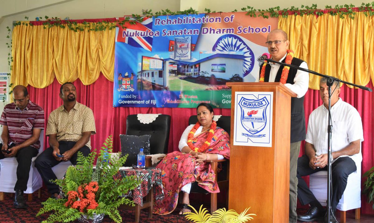 HCI_Suva's tweet photo. Joint Commissioning of #NukuloaCollege, #NukuloaPrimary & #SaravaSanatanSch by @FijianEducation Minister Hon. @PremilaKumarMP & @HCI_Suva. Part of FJ$2.7m Indian assistance for ‘Adopt-A-School’ Scheme of @FijianGovt for rehab of 20 schools damaged during #TCWinston in Feb 2016. https://t.co/PLqC7pVWql
