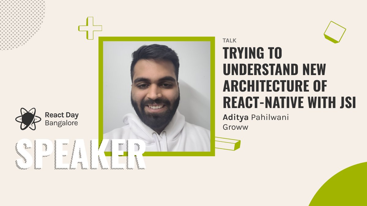 ReactDayIn's tweet image. Want to learn about the new architecture of React Native?

@AdityaPahilwani will talk about how React Native works now and what problems it got, and how new architecture will solve them with the help of JSI.

Register to attend this talk.
reactday.in/register

#reactnative