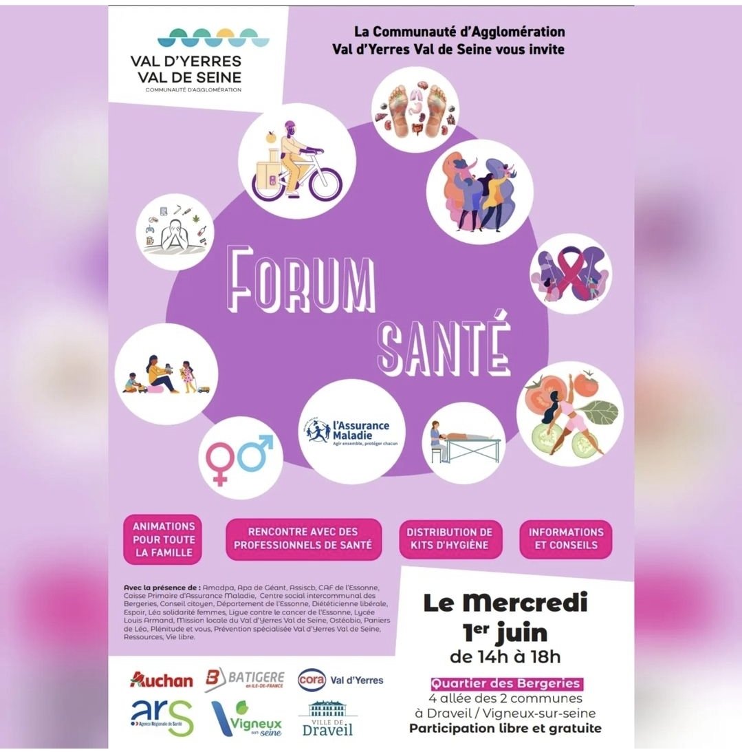 Venez nous voir ! 🤩

❓  ce mercredi 01 Juin au quartier des Bergeries à pour le Forum SANTÉ !

❓ on propose des animations pour toute la famille, une rencontre avec des pro de santé et des infos et des conseils  !

⏰ gratuit et ouvert au public de 14h à 18h !