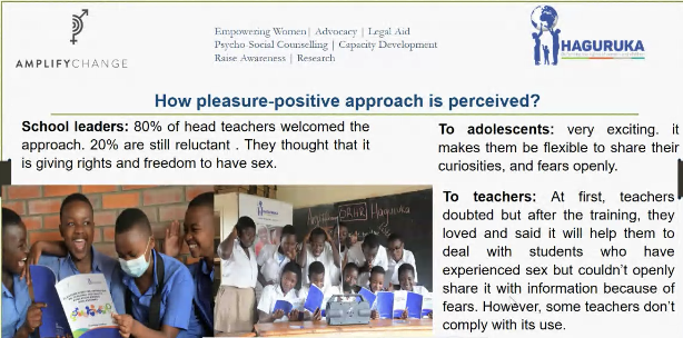 thepleasureproj's tweet photo. 80% of headteachers welcomed #pleasurebased approach to #CSE ! It was appreciated by teachers and adolescents #Together4CSE Thankyou @haguruka_ngo @amplifyfund for spearheading the pleasure wave in Rwanda ❤️✨ https://t.co/18HeTMh46n