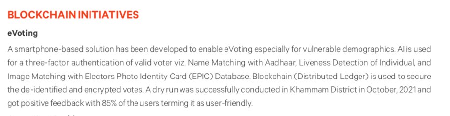 Telangana IT department praising itself for experimenting with #facialrecognition #blockchain on voters. Rememeber Aadhaar Voter ID linking? It ends with online voting.