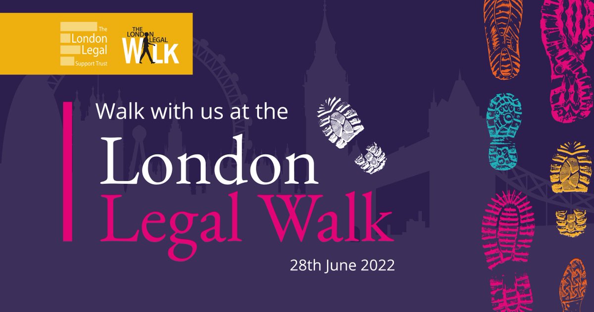 Volunteer with us at the London Legal Walk this June! 

Walk, jog or run a 10k route through central London on 28 June 2022 &amp; help us spread the word about The Solicitors’ Charity &amp; the support we offer to solicitors. 

Find out more &amp; register here: thesolicitorscharity.org/london-legal-w…