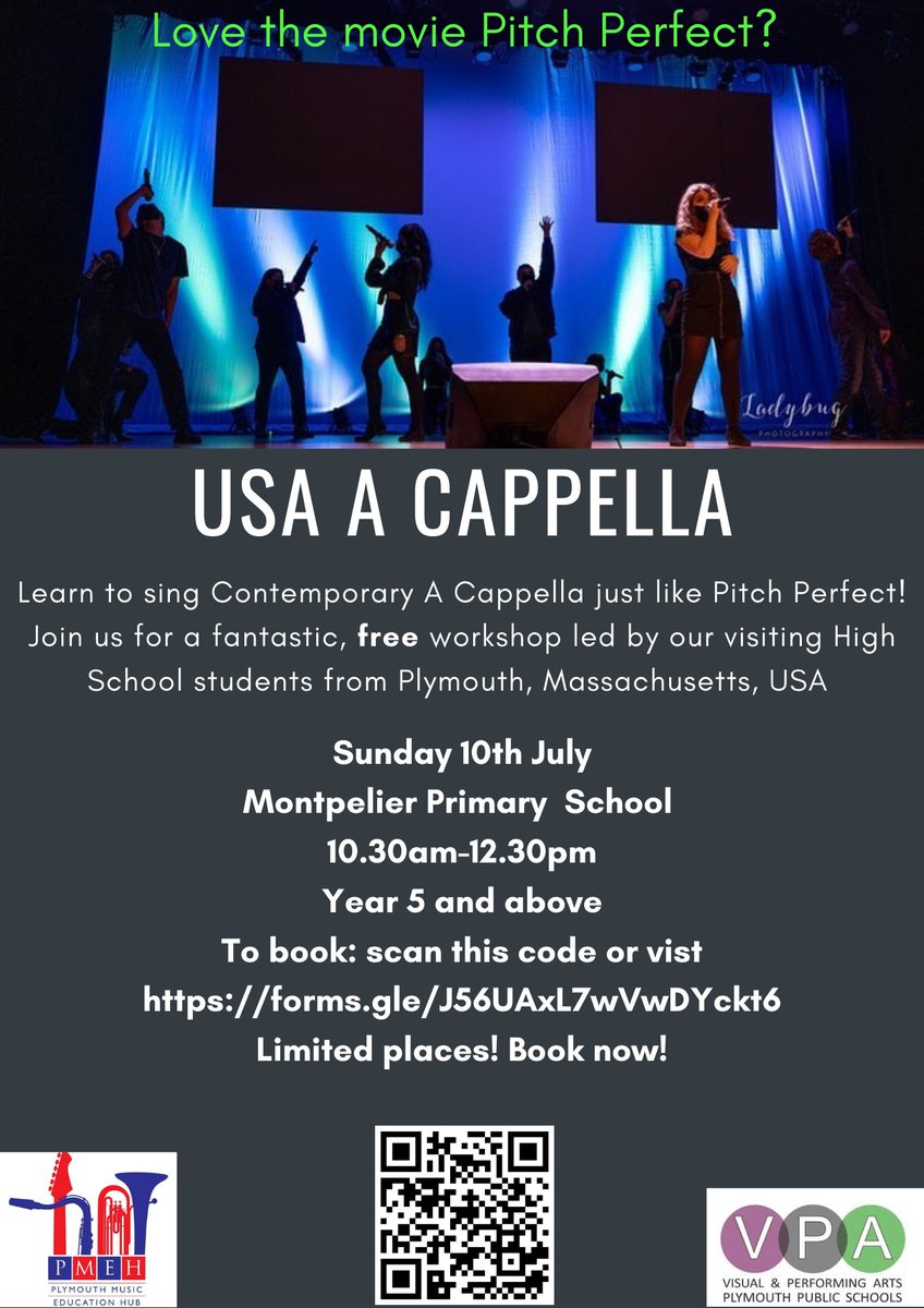 Here's a chance for Year 5 and above to join in a free A Capella singing workshop led by our visiting High School students from Plymouth, USA.  See flyer for details. Sign up here:
forms.gle/Z2eNys1a1ery8R…