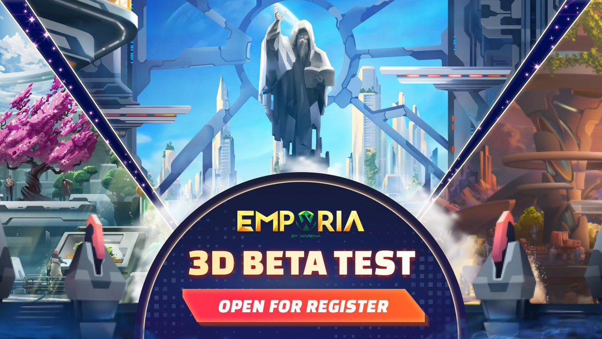 3D GAME PRIVATE BETA REGISTRATION IS NOW OPEN 🎉

⏰ Duration: June 1st - 4 PM, June 12th, 2022 (UTC)

👉 Register here: emporia.warena.io/auth

10,000 qualified participants will have exclusive access to the 1st taste of Emporia: a Warena Metaverse!!!

#Warena #Metaverse #DeFi