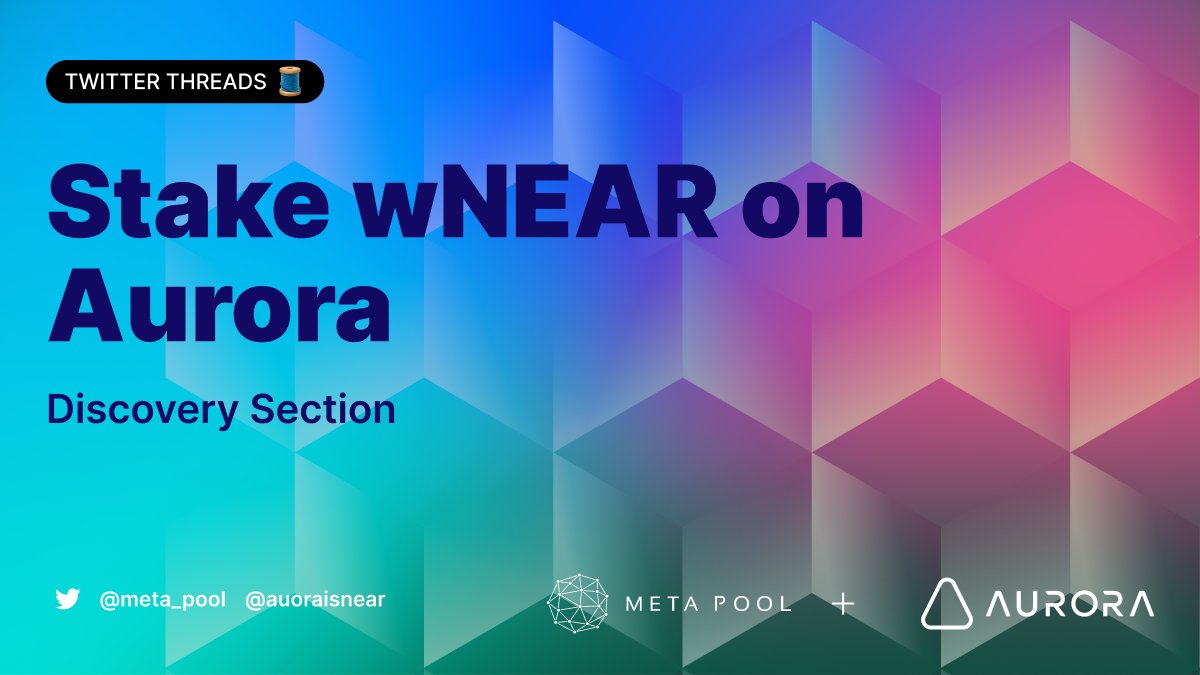meta_pool's tweet photo. 📣 #DiscoverySection

👋 #MetaPoolers! Some time ago we launched staking with #MetaPool into @auroraisnear

🛠️ How it works in our thread👇👇👇

#LiquidStaking #DeFi $stNEAR $META $stNEAR $wNEAR $PLY https://t.co/apPcn6JzDz