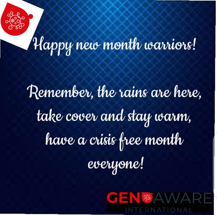 genoawareint's tweet photo. Happy new month warriors!
Remember, the rains are here,take cover and stay warm,have a crisis free month everyone!
#warriornotliability #iamawarrior #iamasurvivor #besickleaware #knowyourgenotype #breakthesicklecycle https://t.co/CpPhkoiwHv