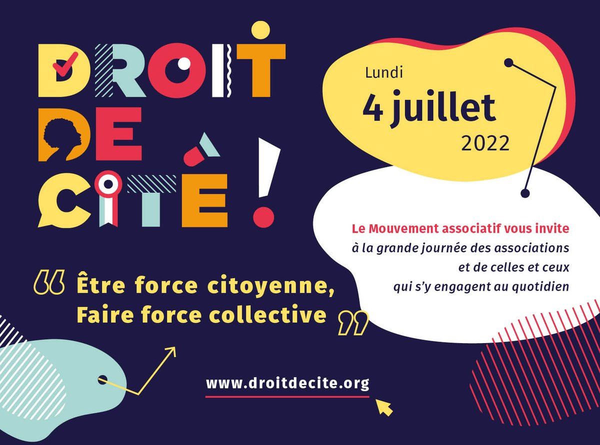 Le Mouvement associatif (@lemouvementasso) on Twitter photo 🔴 RDV à #DROITDECITÉ❗️
📆 le 4 juillet de 9h à 18h
🧭 <a href="/ciup_fr/">Cité internationale universitaire de Paris</a>
😃 Pour la grande journée des #associations et de celles et ceux qui s'y engagent au quotidien
🎯 ateliers, tables rondes, cartes blanches, fresque collective, témoignages inspirants...
🚩droitdecite.org 🔴 RDV à #DROITDECITÉ❗️
📆 le 4 juillet de 9h à 18h
🧭 <a href="/ciup_fr/">Cité internationale universitaire de Paris</a>
😃 Pour la grande journée des #associations et de celles et ceux qui s'y engagent au quotidien
🎯 ateliers, tables rondes, cartes blanches, fresque collective, témoignages inspirants...
🚩droitdecite.org
