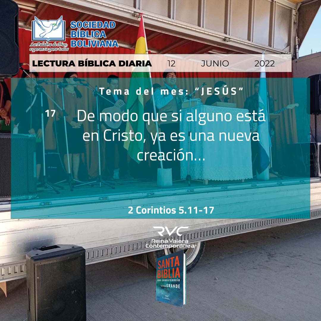 ıllıllı JESÚS ıllıllı

De modo que si alguno está en Cristo, ya es una nueva creación… (17) 
2 Corintios 5.11-17

𝕃𝔼ℂ𝕋𝕌ℝ𝔸 𝔹𝕀𝔹𝕃𝕀ℂ𝔸 𝔻𝕀𝔸ℝ𝕀𝔸
𝔖𝔬𝔠𝔦𝔢𝔡𝔞𝔡 𝔅í𝔟𝔩𝔦𝔠𝔞 𝔅𝔬𝔩𝔦𝔳𝔦𝔞𝔫𝔞