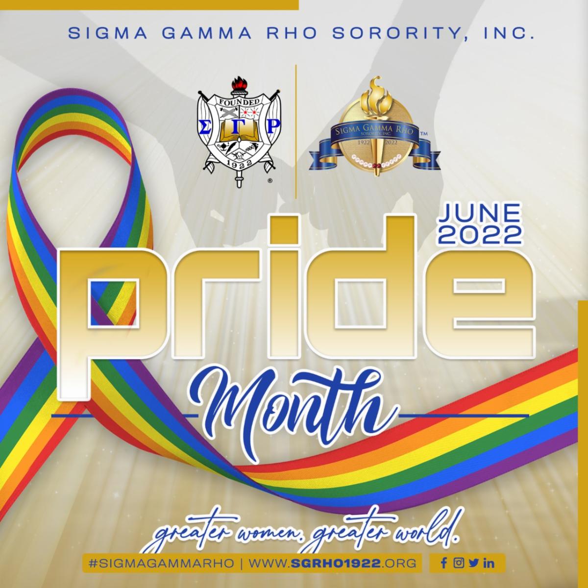 It’s Pride Month, and Sigma Gamma Rho is proud to support and celebrate the diverse perspectives of the LGBTQAI+ community. 
#SigmaGammaRho #SGRho #SGRho100 #Greater #GreaterWomenGreaterWorld #GWGW #PrideMonth