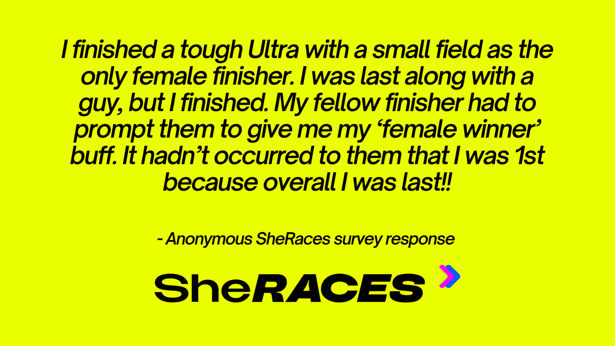 she_races's tweet photo. First but last? It doesn't matter. β
β
Our competitive race should be given equal respect to the menβs (or open) race. We train as hard. We race as hard. We deserve the same recognition πͺ
#SheRaces https://t.co/ej33nXyNas