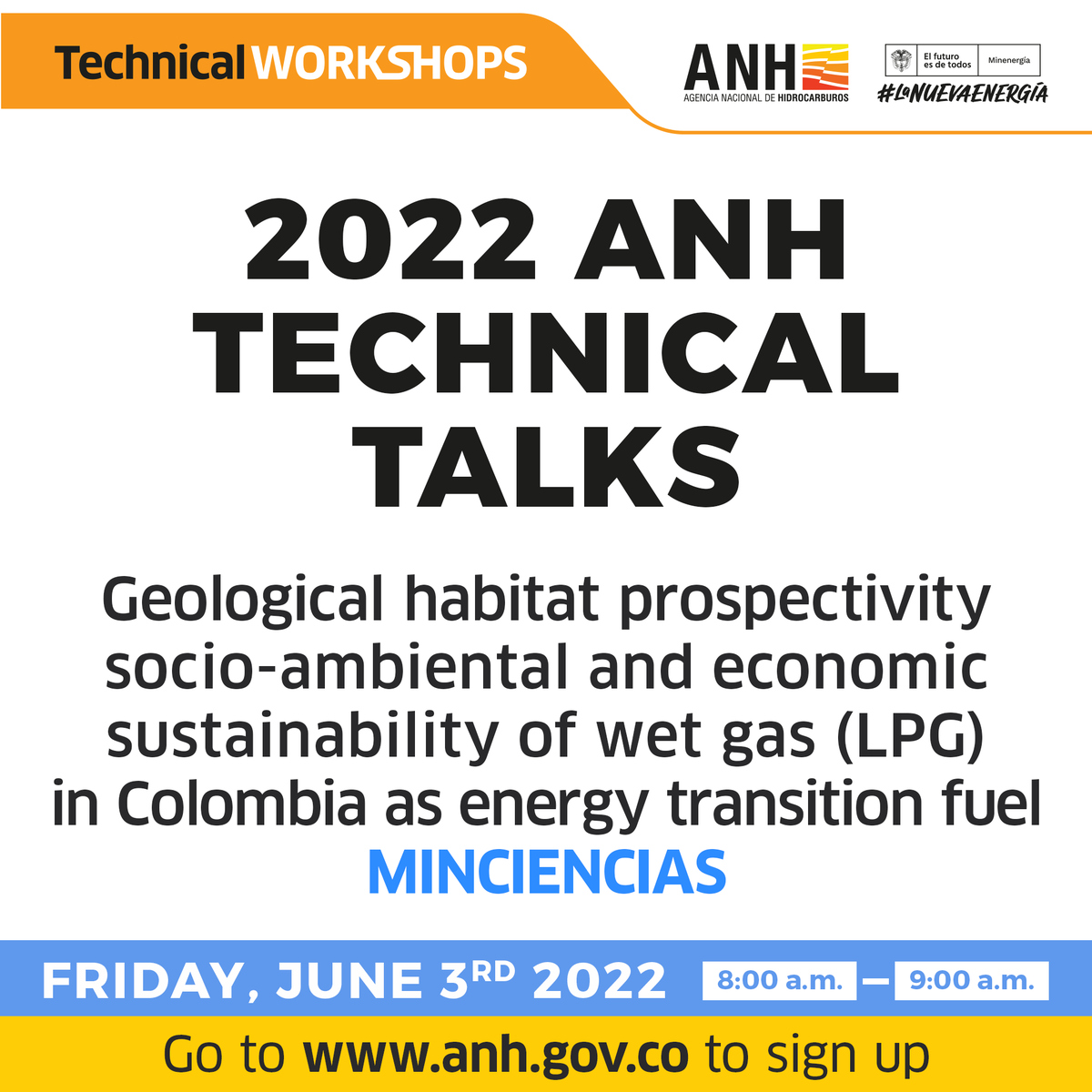 ANHColombia's tweet photo. En nuestros #TechnicalWorkshops, @MincienciasCo hablará este viernes sobre gas propano licuado; es el gas que remplaza la leña o el carbón en las áreas rurales del país.
- Regístrate en la charla entrando a https://t.co/x70wpcHdM7
- Charla en idioma inglés
#EsConHechosYEnEquipo https://t.co/nnp1mYpjsR