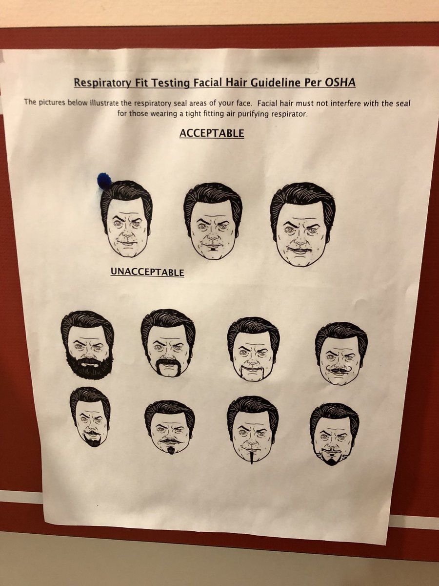 FireManagement's tweet image. Somehow OSHA got world-class evildoer @Nick_Offerman to model nefarious disguises for their fit test poster.