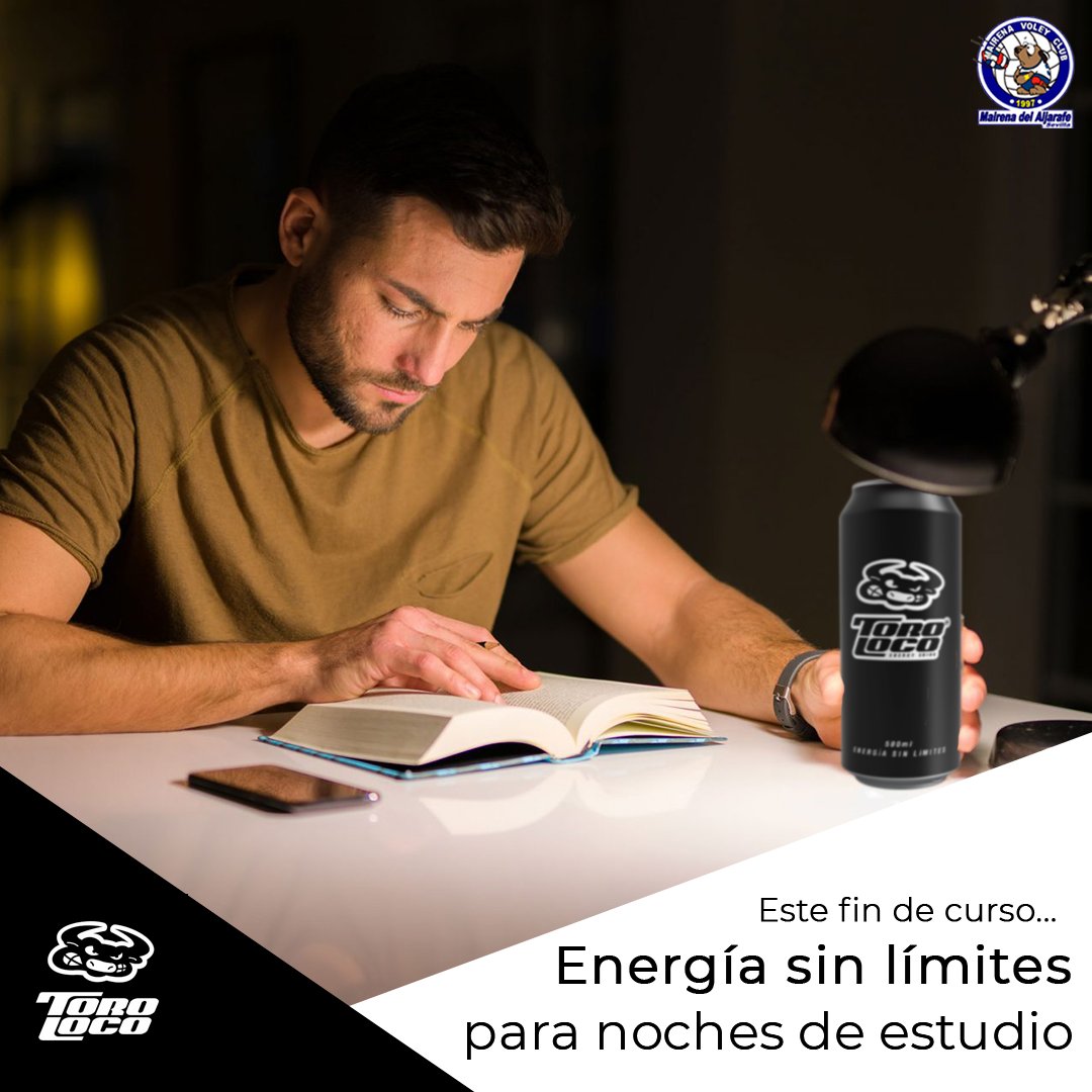 Llega el fin de curso y los exámenes 📚

Tanto si eres de estudiar de día o de noche...  Consigue energía infinita con <a href="/ToroLocoED/">Toro Loco</a> 🙌

Refrescante y energética y de diferentes sabores: original, coco, piña colada, mango y cereza... ¡elige tu favorita!

🌐 toroloco.es