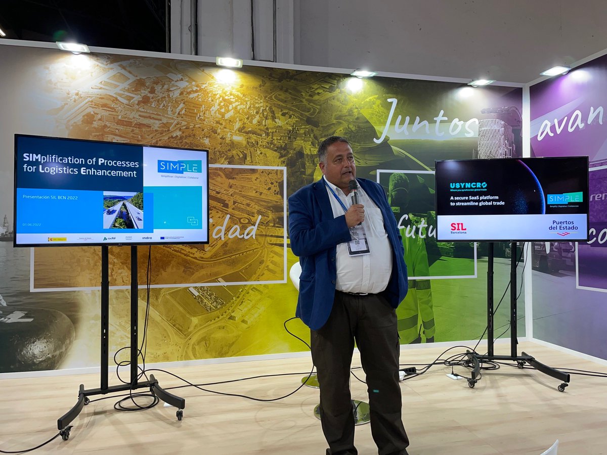 SimpleLogistica's tweet image. “La integración de  #SIMPLE y #Usyncro permiten la visibilidad completa de la cadena logística multimodal y debe hacerse respetando siempre la propiedad del dato” ha destacado Jaime Luezas, en representación del consorcio @PuertosEstado, @mitmagob y @Adif_es, en el @SILBarcelona