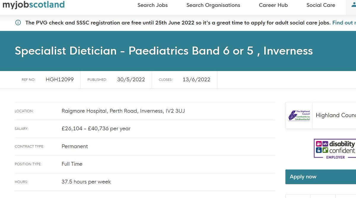 Great opportunity to join the NHSH Paediatric Dietician team in Inverness. Find out more via the link below: myjobscotland.gov.uk/councils/highl…