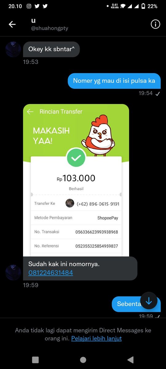 nimeajNa_Dream's tweet photo. MAU SPILL PENIPU

Hati² nih buat BA jangan mau Cv ataupun jual pulsa ke dia, usernamenya @shuahongpty untung ini aku cek dulu di get kontak eh dia langsung blok aku, hati² ya kak!
#zonauang #zonajajan #zonaba https://t.co/53xDkx2OSh