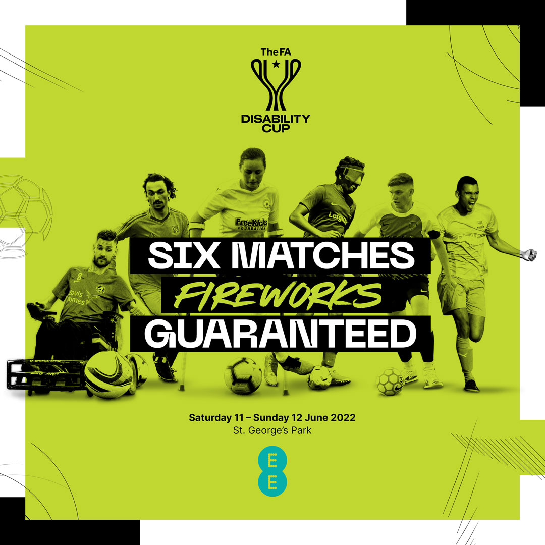 surreyfa's tweet photo. Here for the glory, not the backstory. See the best go head-to-head. Six finals. One weekend.

Be there to see the skill write the story. 11-12 June 2022. Live at St. George’s Park. Get tickets here👇⚽ 

#hereforglory #discoverdisabilityfootball #FADC