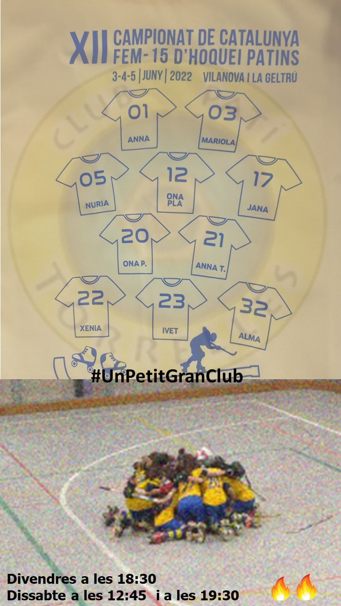 El nostre Fem15 estará en els campionats de Catalunya aquest cap de semana a Vilanova i la Geltrú! Amunt Torrelles 🟡🔵🟡🔵
#unpetitgranclub #clubpatitorrelles