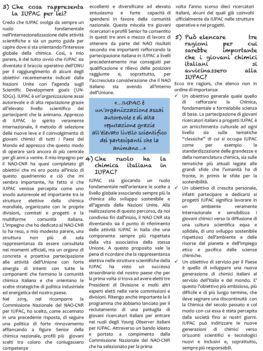 Inizia oggi la rubrica "I membri del NAO-CNR si presentano". Ad avviare il ciclo delle interviste è il Presidente del NAO-CNR: il Dr. Maurizio Peruzzini.

👉🏻Brief biography: iupac.cnr.it/members/16-mem…
#IUPAC #Chemistry