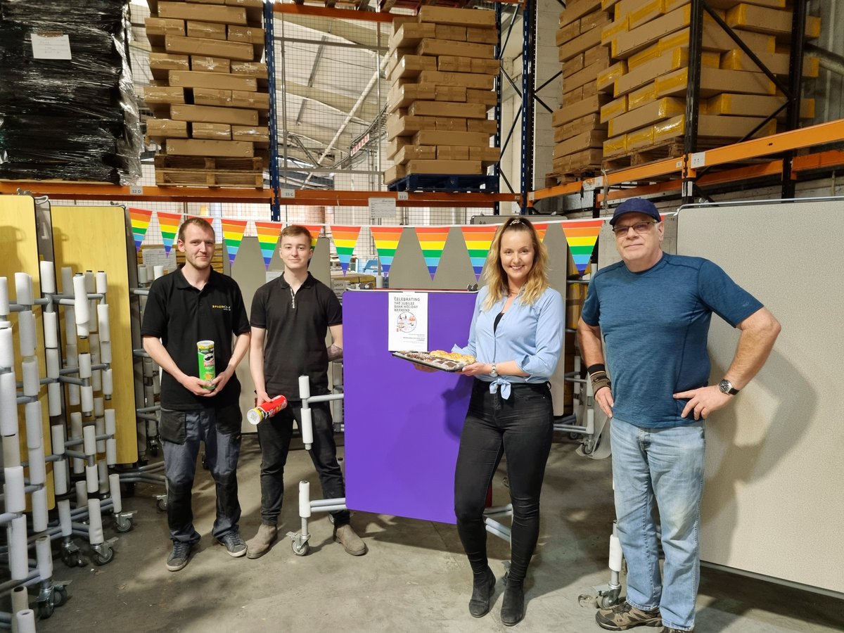 SpacerightEuro's tweet photo. The Jubilee celebrations have officially begun here at Spaceright HQ!🎉

Thanks to the team for providing a lovely Platinum Jubilee lunch with lots of sweet treats. A great way to kick off the celebrations and get everyone together. 🍰🥪

Enjoy the long weekend and stay safe. https://t.co/KNmczgEBvI