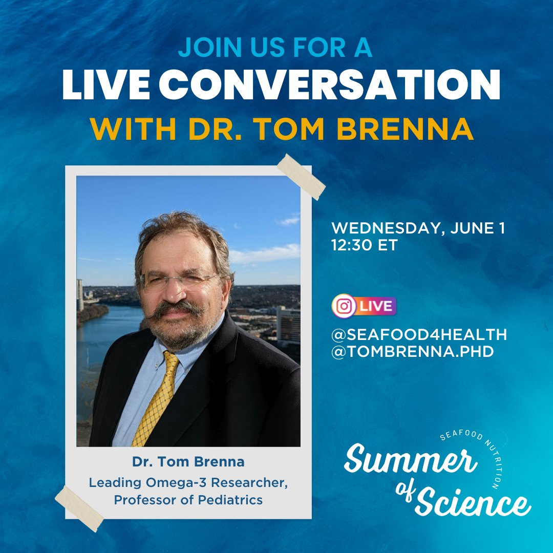 Seafood4Health's tweet photo. TODAY, LIVE on Instagram at 12:30 ET, don't miss our kick-off event, a Conversation with Dr. Tom Brenna, chair of the SNP Science Council
https://t.co/8SS9ElpCpj #seafood2xwk #seafoodscience https://t.co/taWIUC2eKK