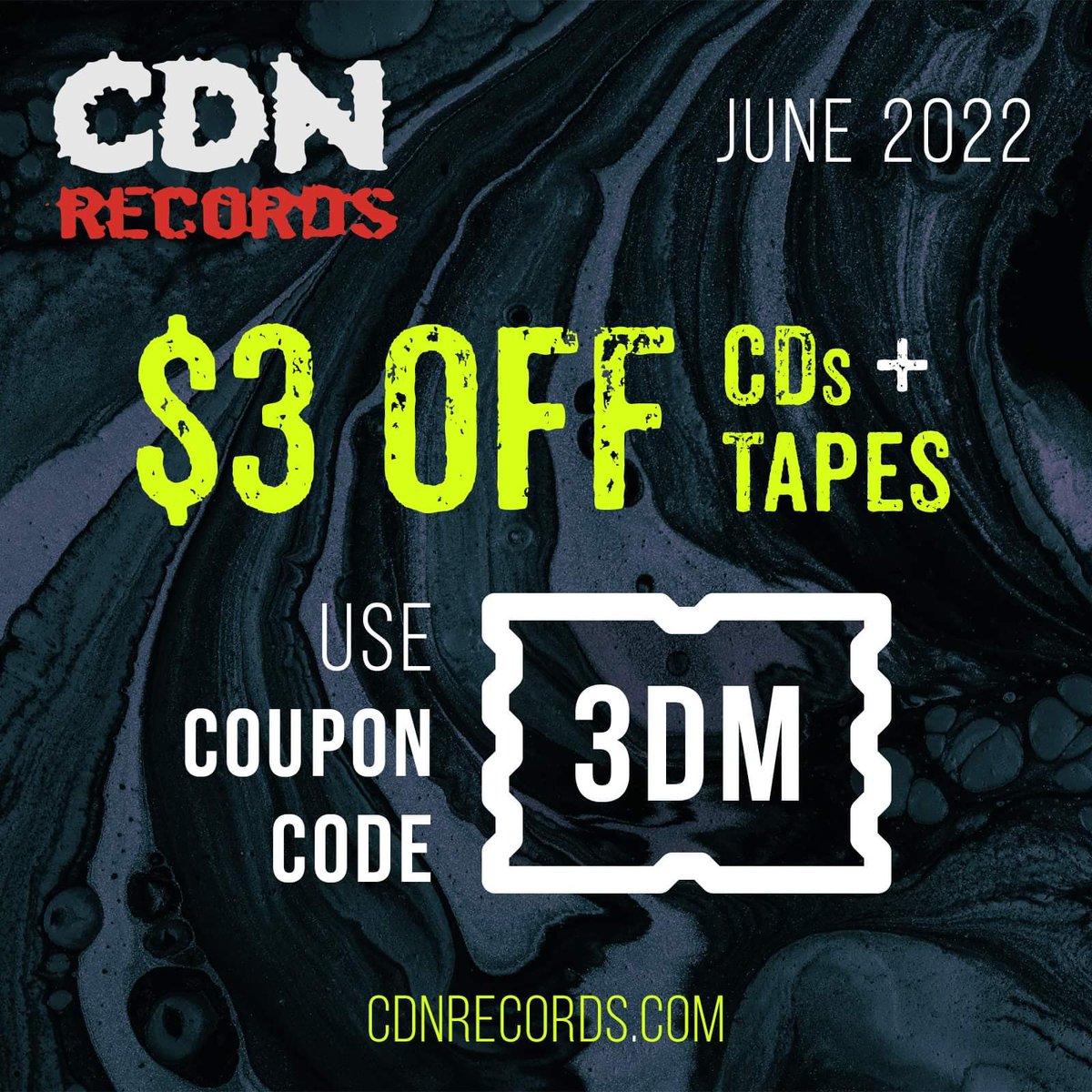 CDN Records is bringing back coupon codes this month!
Take $3 off CDs and cassettes when you use the code 3DM in the cart or at checkout.
Official rules: cdnrecords.com/.../01/take-3-…
#cdnband #yolo #deathmetal #coupon #supportingcanadianmetal #bloodofchrist @cdnrecords