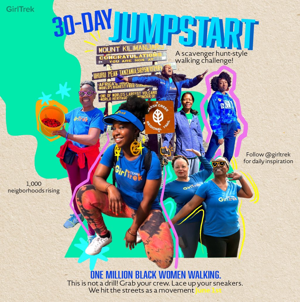 It's June 1st and the JumpStart Challenge kicks off today! Download your checklist here: girltrek.org/wp-content/upl…… , take your photos, and tag us as you get through your walks this month!